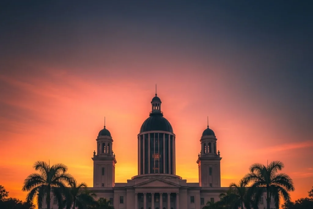 Florida state capitol building under a sunset sky symbolizing the pending HB 591 sweepstakes casino legislation